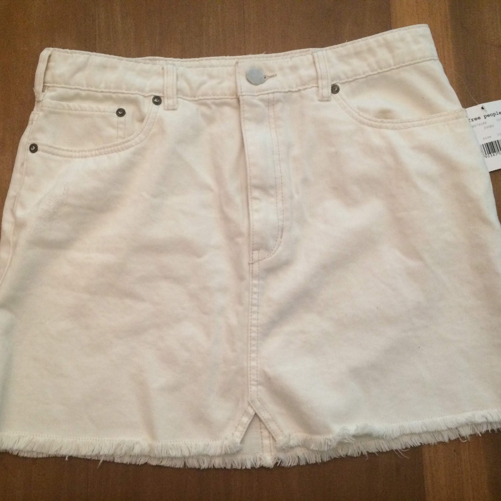 NWT Free People White Jean Skirt / Size 10